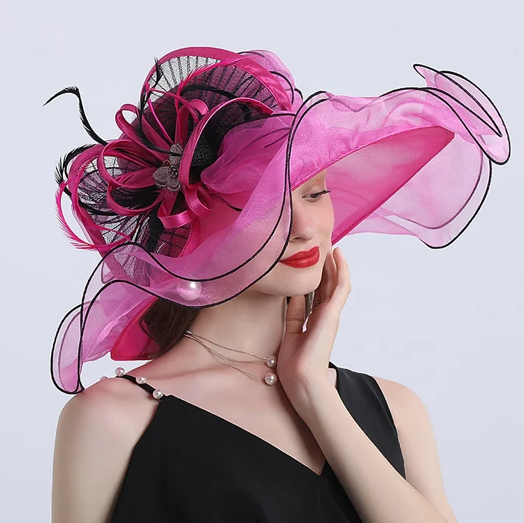 2022 Decoration new design pretty female Kentucky derby church hats organza party hats horse racing hats