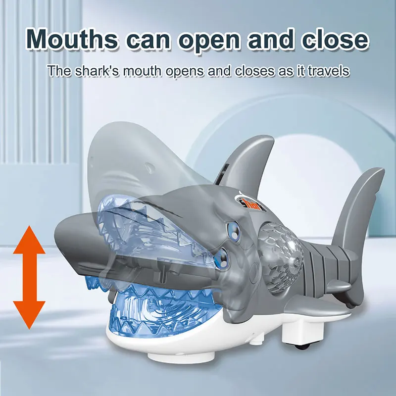 Electric Music Toys Cartoon Big Mouse Shark Toys with Colorful Lights Running Crawling Baby Toy For Kids