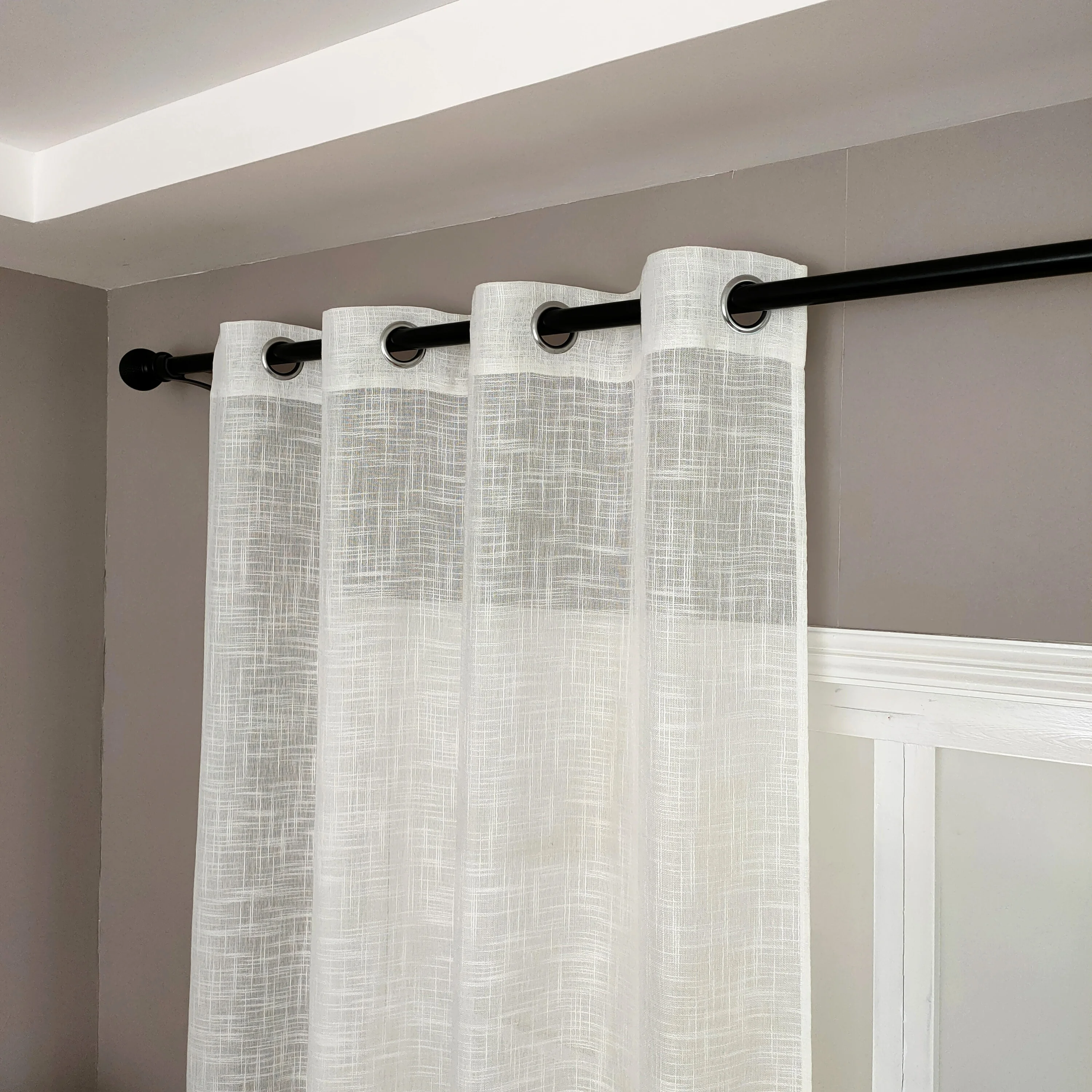 100% Polyester Environmentally Friendly Soft Linen Curtains Living Room Wholesale Sheer White Curtains 108 Inch