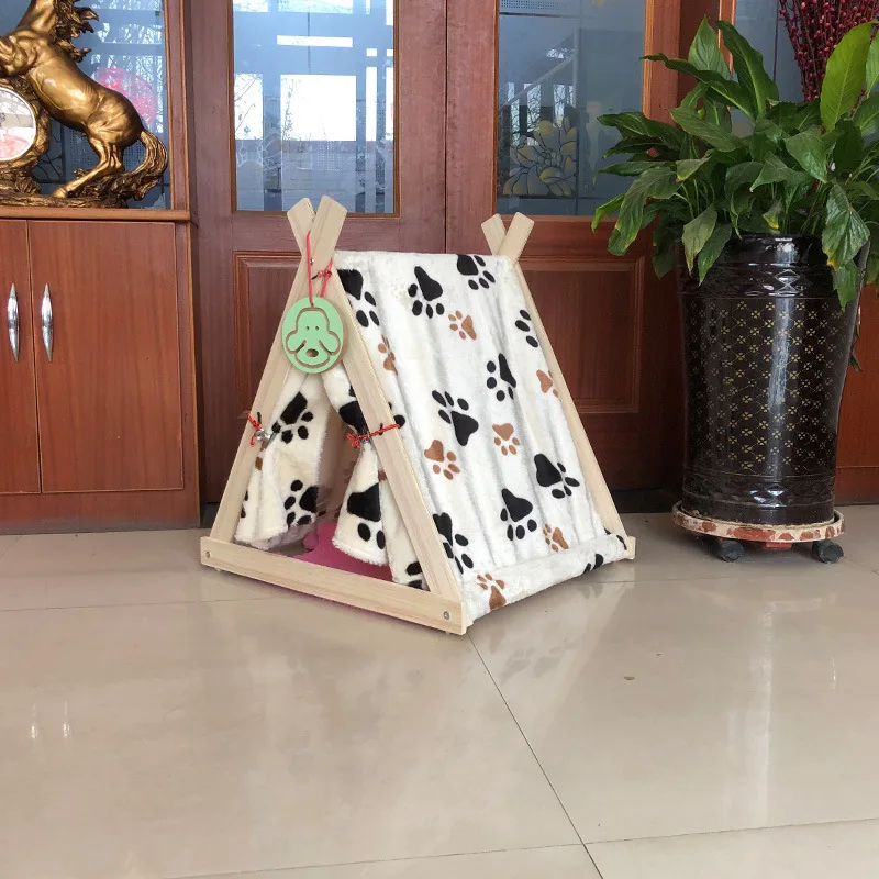 Cat Kennel Nest Pet Tent Dog warm Comfortable House Cage Wood Removable Dog Tent Bed