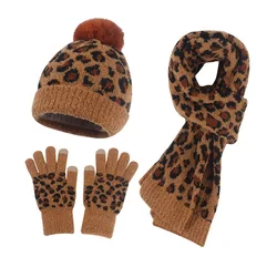 New Fashion winter hat and scarf and gloves knitted neck warmer  beanie winter warmer pompom hat for women