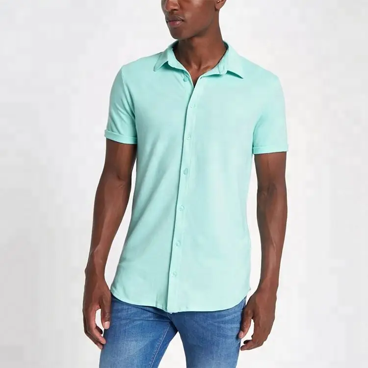 OEM Manufacturer Custom Collar Design Chinese Style Mens Clothing Button Up Short Sleeve Casual Silk Shirt