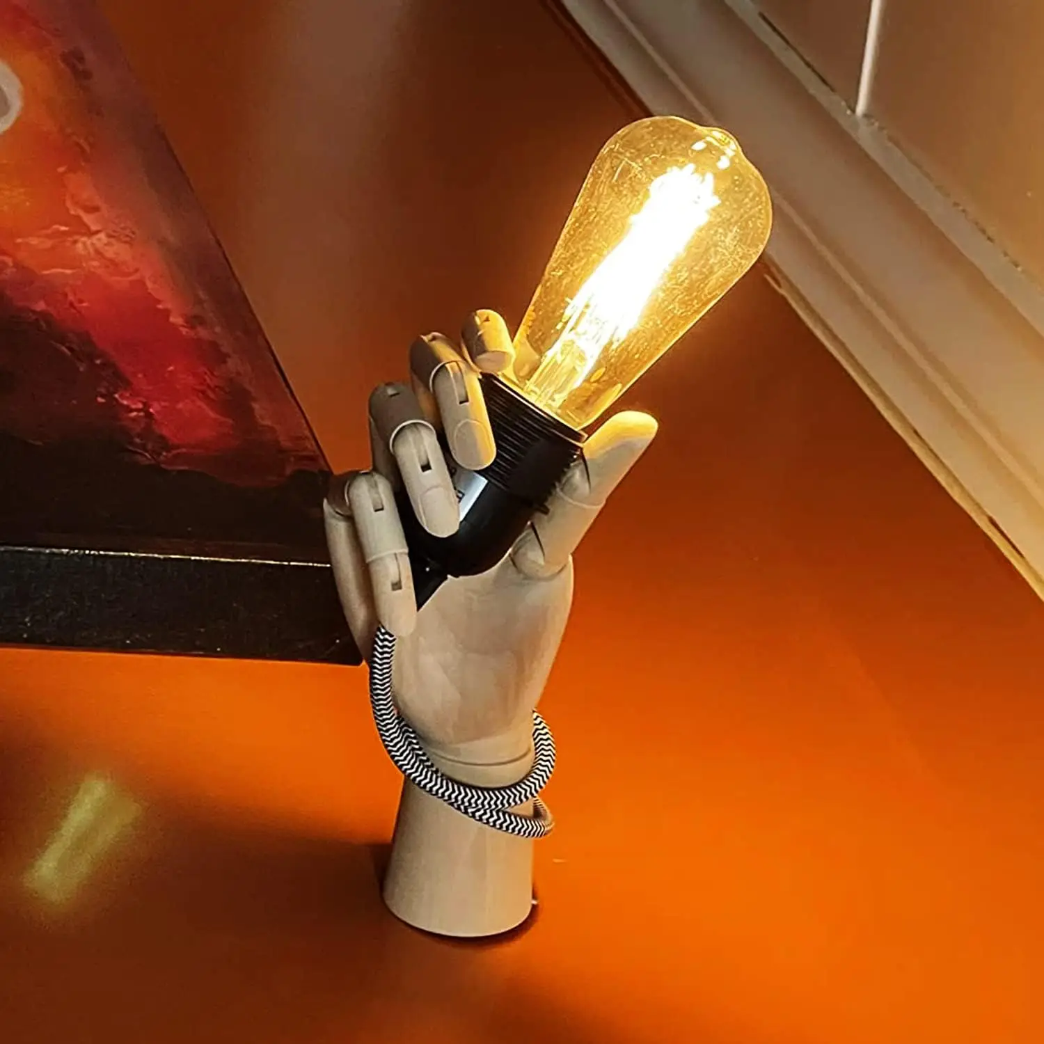 Flexible Wooden Hand Model 12 Inches Men Right Hand Model for Sketching Drawing Painting Home Office Desk Decoration