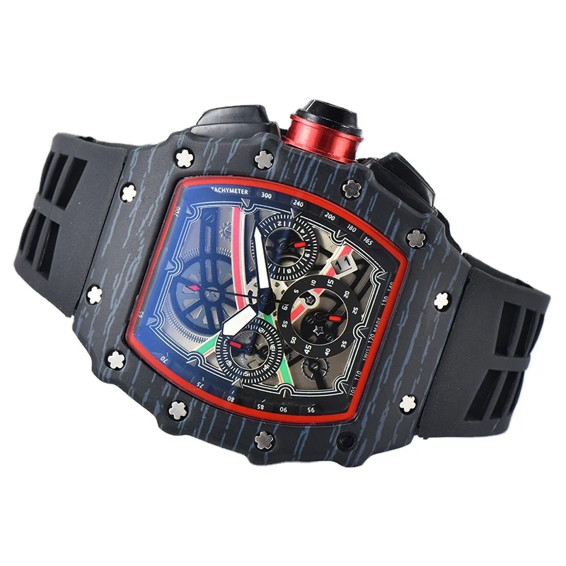 RM New hollow design business watch modern movement quartz small three disc craft watch