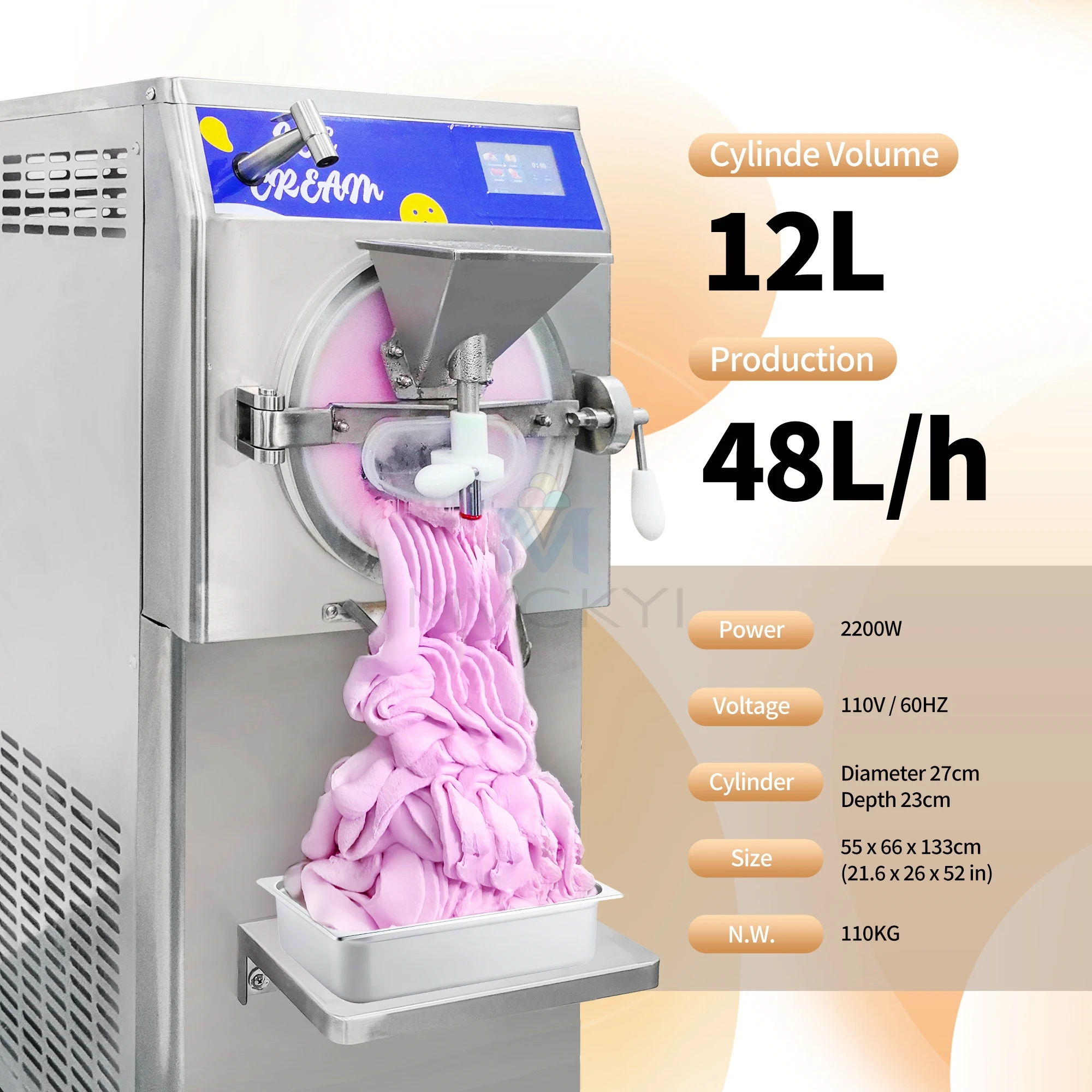 48L/H 5 Mode CE Acai bowl Qatar ice cream Mkaer/gelato Hard Ice Cream Making Machine Italian ice maker sorbet slush machine