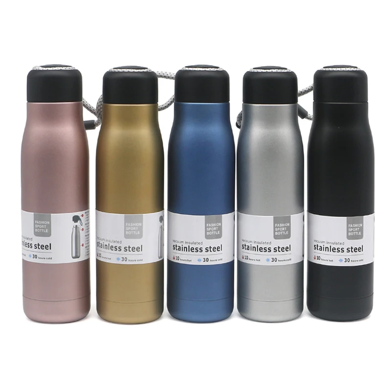 2024 20oz Sport 304 Stainless Steel Vacuum Bottle Spray Paint Portable Vacuum Hydration BPA Free Lid with Rope Thermal
