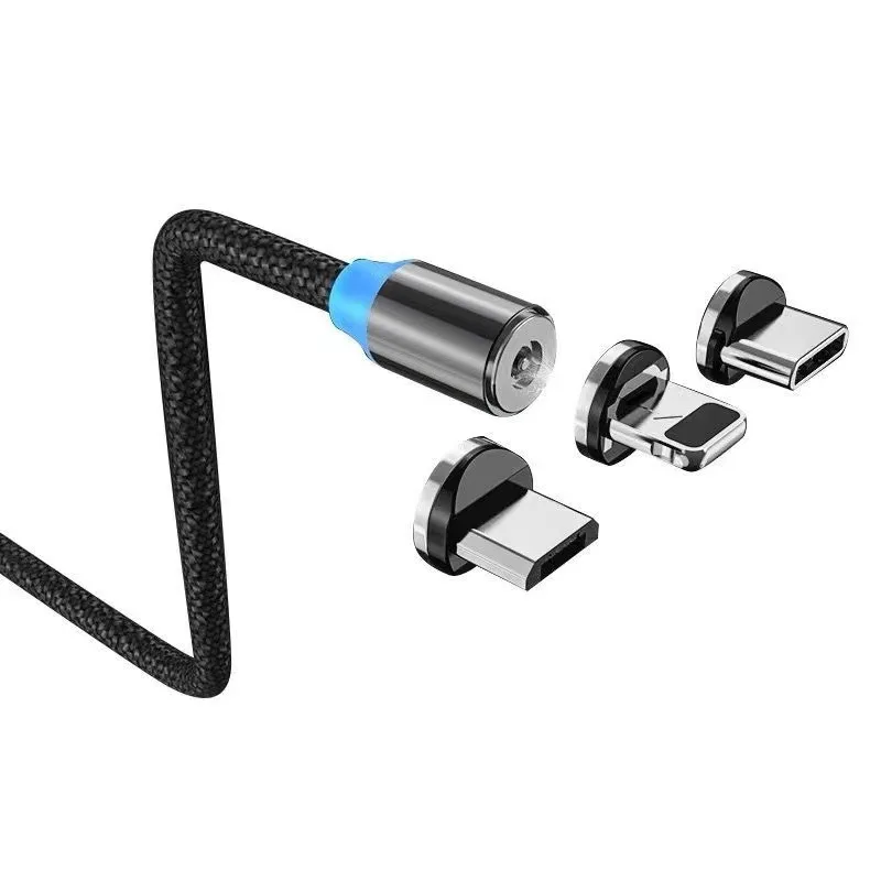 Round Shape Magnetic USB 3 In 1 Charging Cable Magnet Charger USB-C Cable With Type-C Micro USBA lOS For Phone And Smart Watch