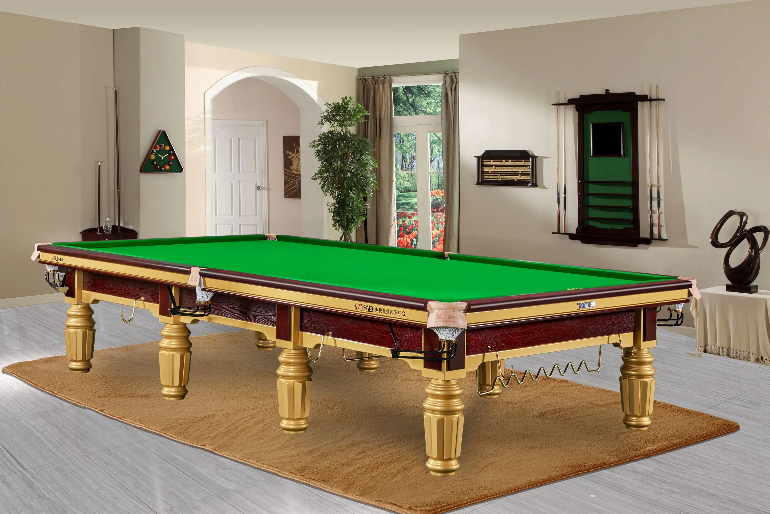 Full Size Slate Snooker Table 12ft Professional Solid Wood English Billiard Snooker Pool Table with Accessory