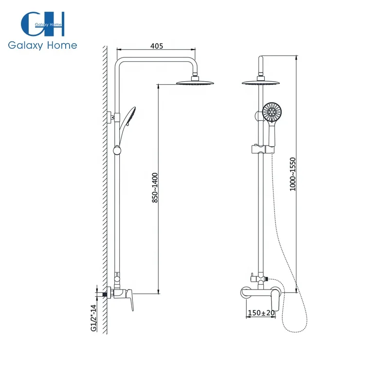 High Quality ABS Rain Showers Mixer Brass Bracket And Valve Core Faucet Two Function Bathroom Shower Set