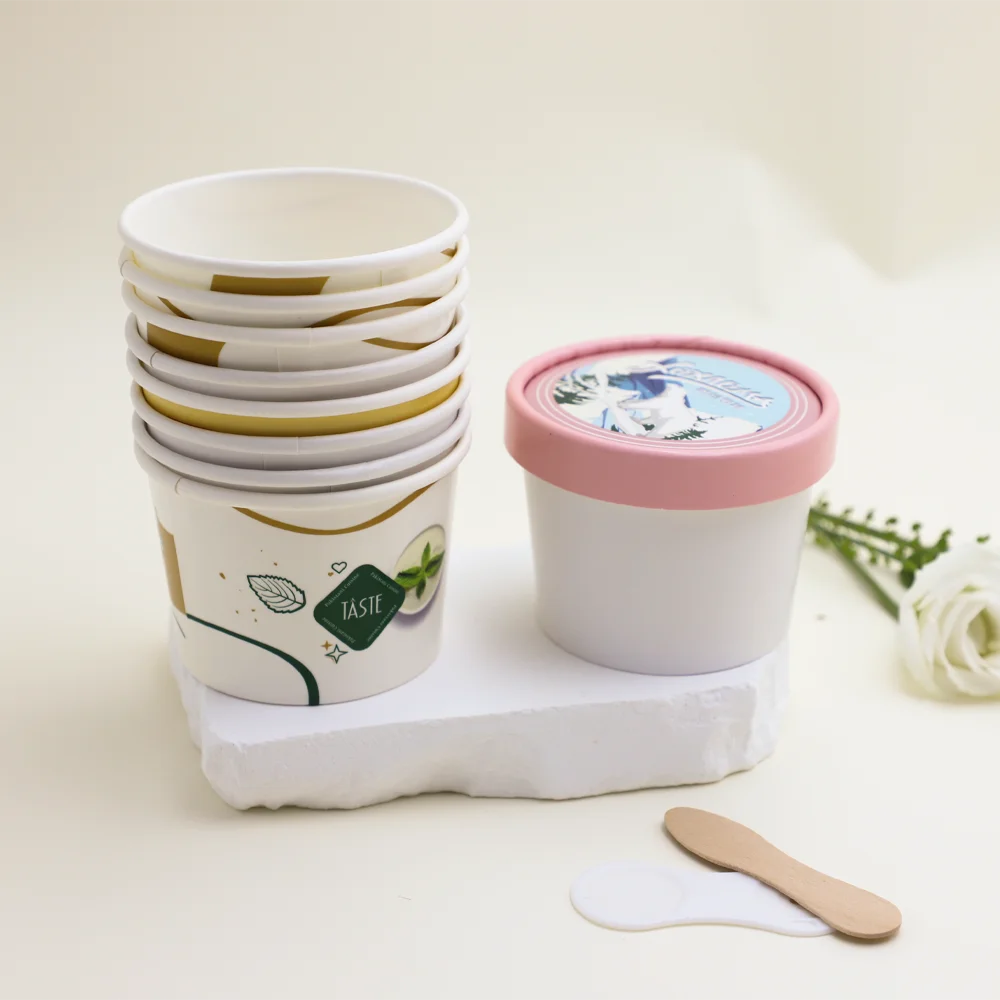 High Quality Disposable Paper Cup 3oz 4oz 5oz 6oz 7oz 8oz 12oz Custom Logo Ice Cream Paper Cup with Lid