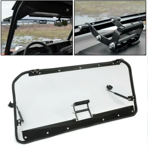 Clear Scratch Resistant Flip Windshield For Polaris General 1000 / 4 2016-2021