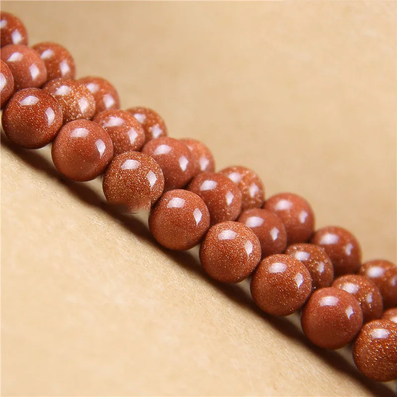 
1strand/lot 4/6/8/10/12 mm Natural Gold Sand Stone Charm Round Beads Loose Spacer Bead For Jewelry Making DIY Necklace Bracelet 