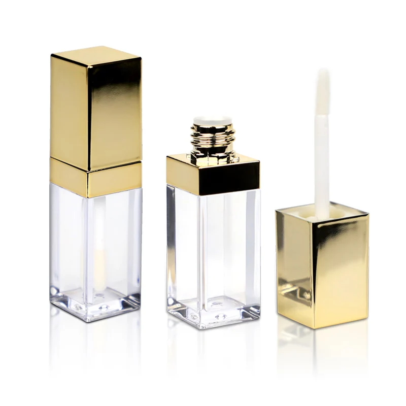 Пустые тюбики для помады с логотипом на заказ, 4,5 мл, Лидер продаж, Золотая квадратная тюбик для блеска для губ