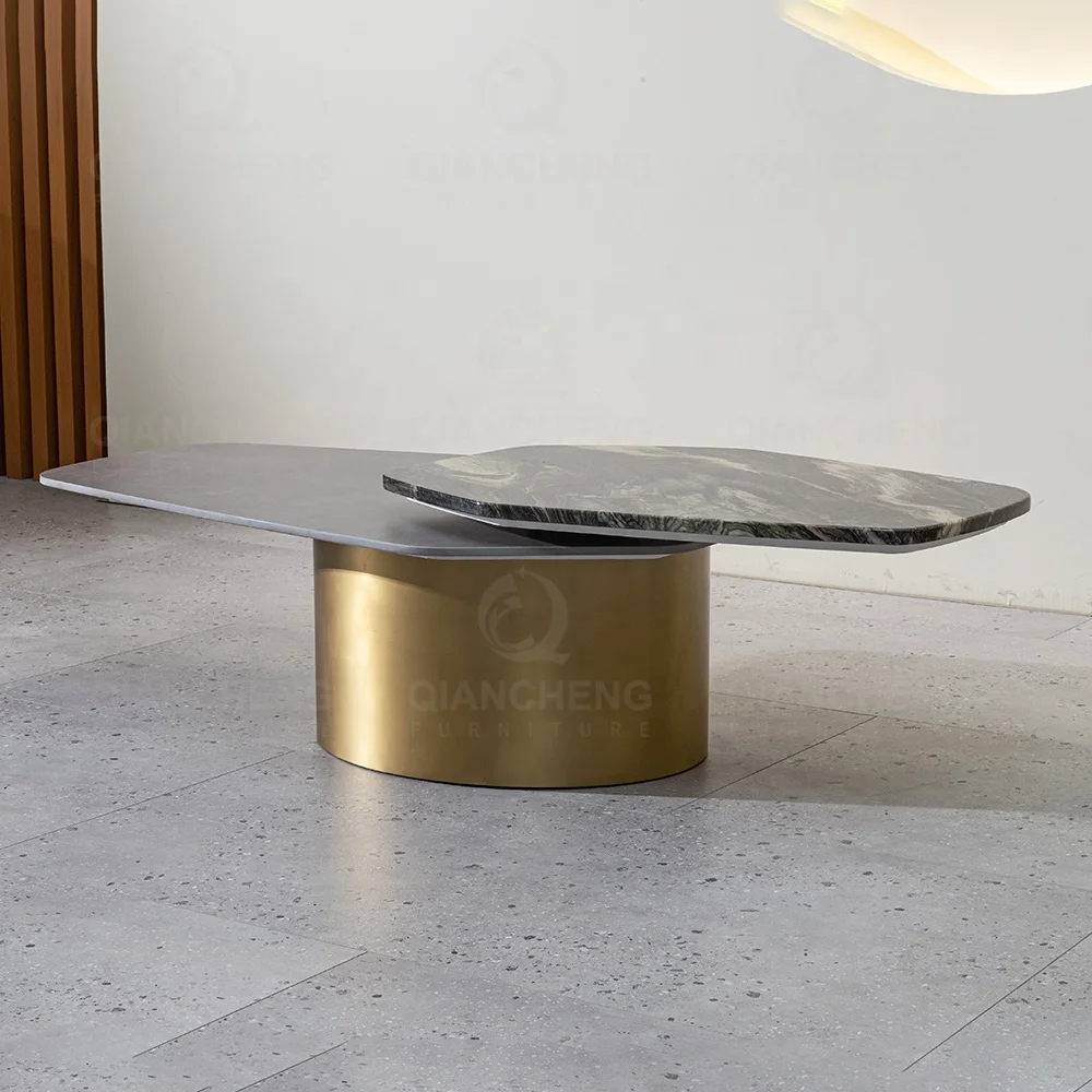home furniture luxury modern stainless steel folding coffee table contracted design metal marble coffee table