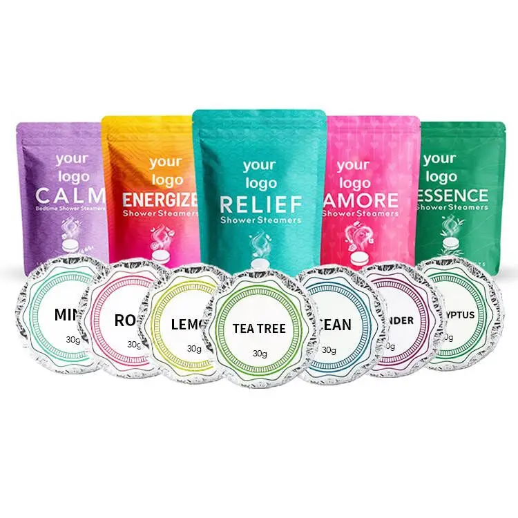 OEM Private Label Vegan Body Moisturizing Relaxing Essential oil Bath Fizzies Aromatherapy Tablets Lavender Shower Steamers