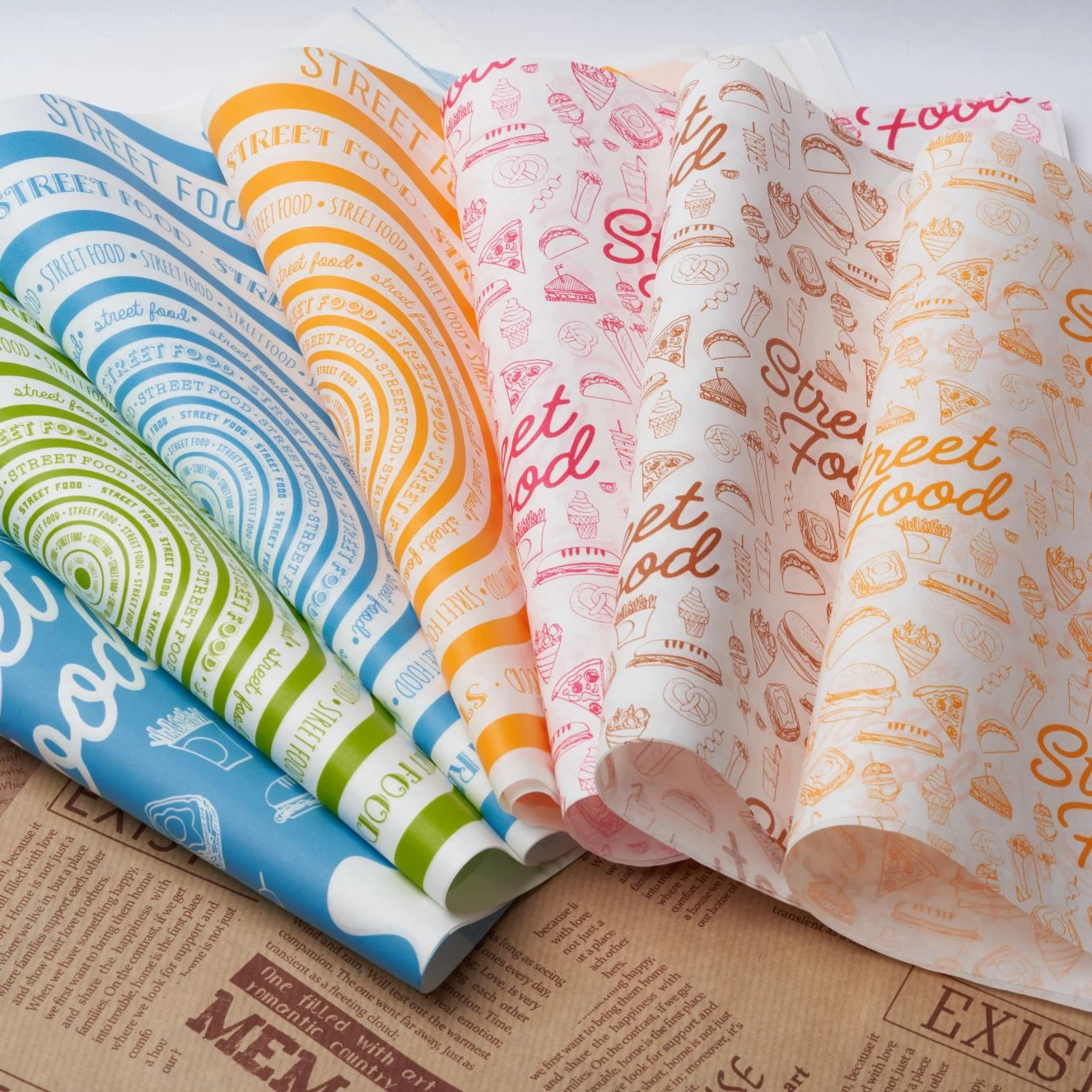 Customized Printed greaseproof paper,high quality food grade greaseproof paper raw material,burger wrapping paper