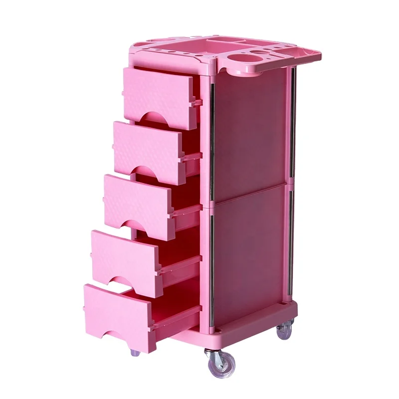 China factory wholesale salon cabinet salon tray pink trolley cart for beauty equipment