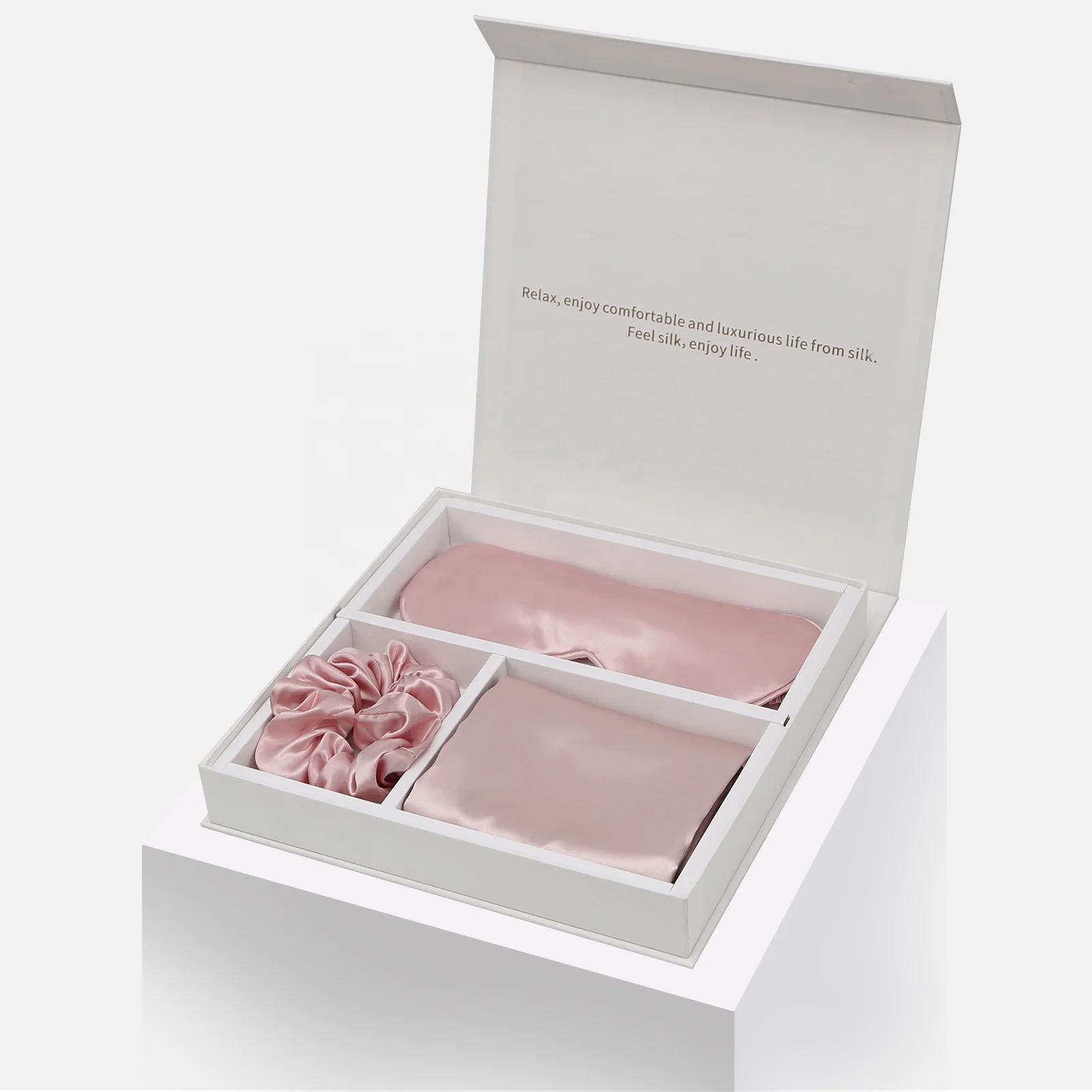 luxury custom print logo 19mm 100% mulberry pure silk travel set silk pillowcase silk eye mask scrunchies gift set