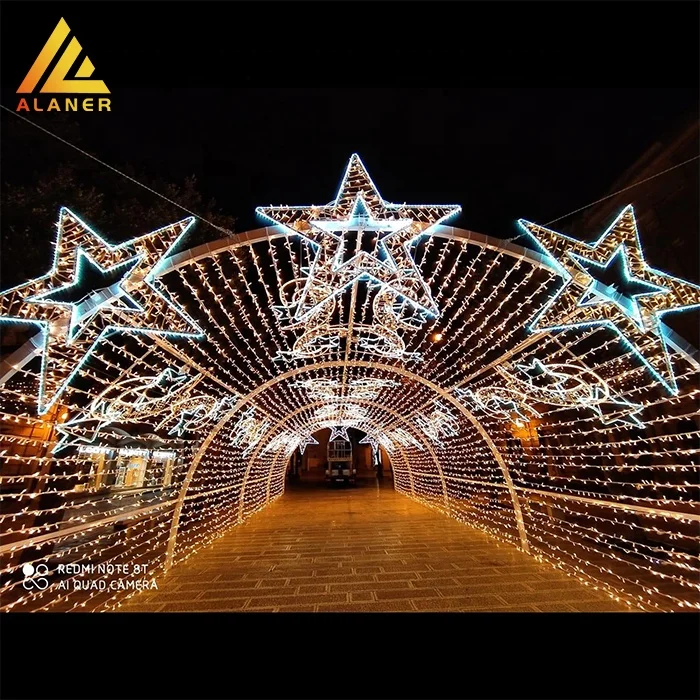Factory wholesale Led 3d Large stars Arch Light Outdoor waterproof Decoration Arch Street tunnel Motif Lights