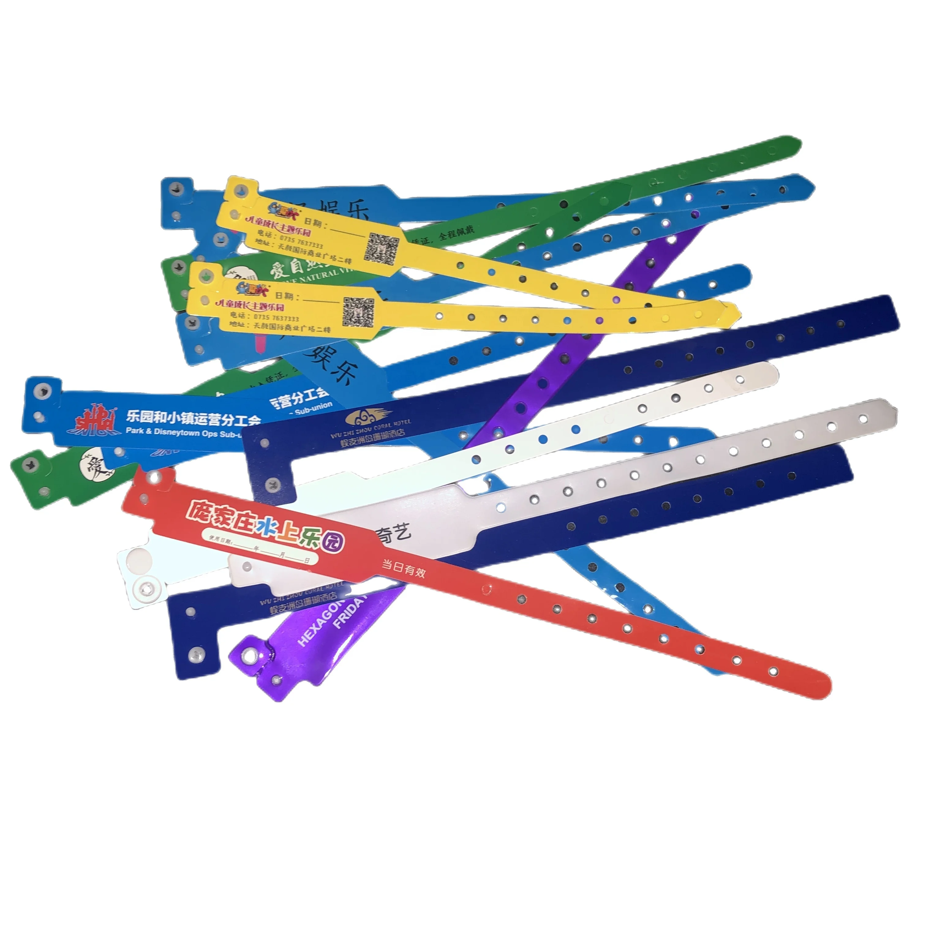 Wholesale PVC Plastic Disposable Bracelet Waterproof One Time Use L Shape Wristband customized