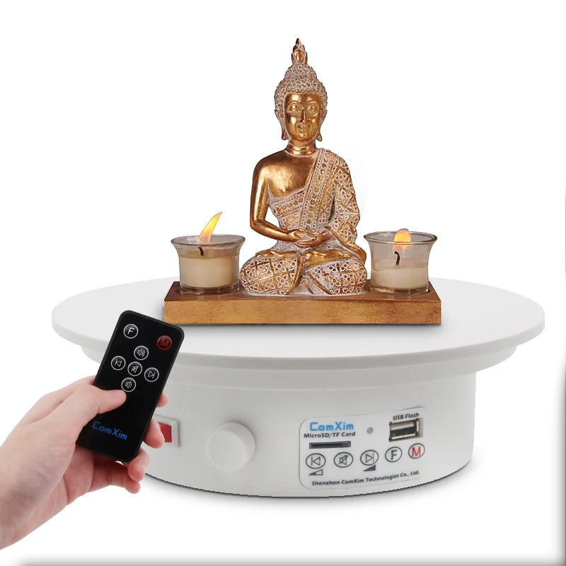 Factory Wholesale 25 cm 9.8 inch 10 kg Load Rechargeable Rotating Display Turntable with Music Box for Live Sale