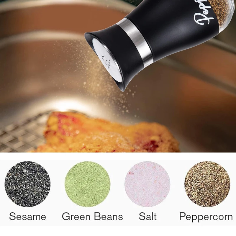 4 Oz 120ml Glass Bottom Salt Shaker for Kitchen Restaurant Mini Small Stainless Steel Salt and Pepper Shaker Set