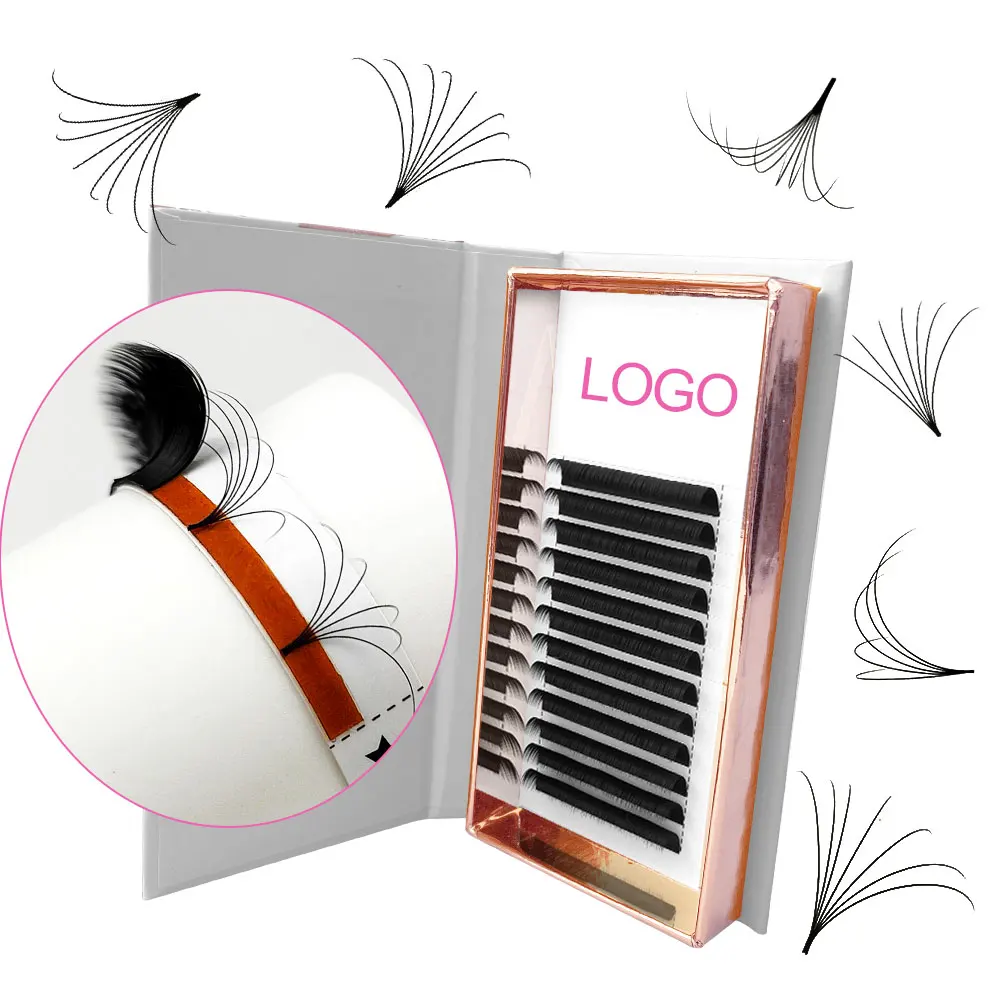 Mega volume 0.03 0.05 0.07 fuax mink easy fan lash trays wholesale 25mm faux eyelash