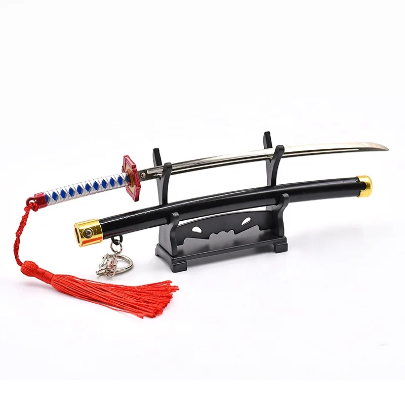 Factory Price Kids Costume Role Play Toys Katana Demon Slayers Tomioka Giyuu Metal Sword Keychain for Cosplay