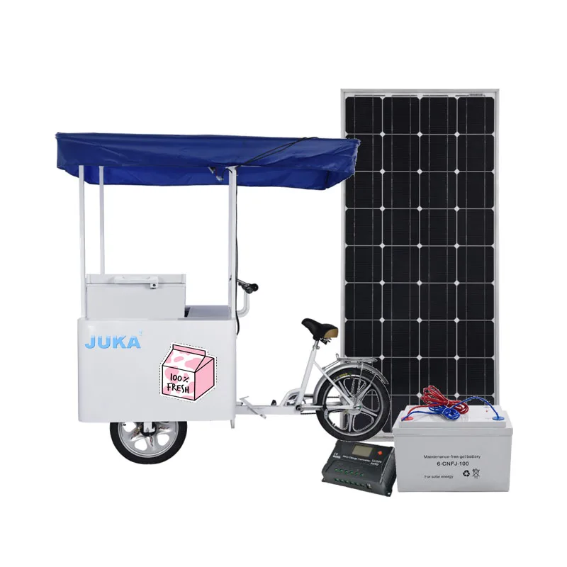 BD/BC-158  12V 24V  solar tricycle ice cream push cart mobile freezer mobile shop sell seafood ice cream commercial