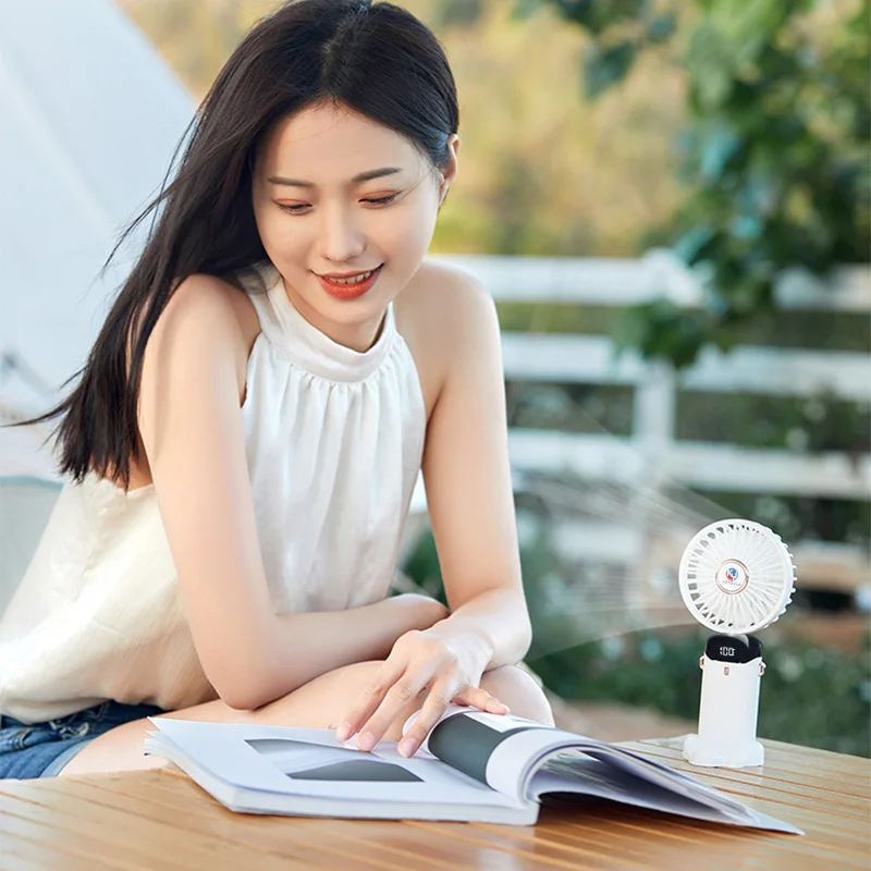 Electric Fan Mini Rechargeable Hand Held Fan Mini Portable Fan with Phone Holder