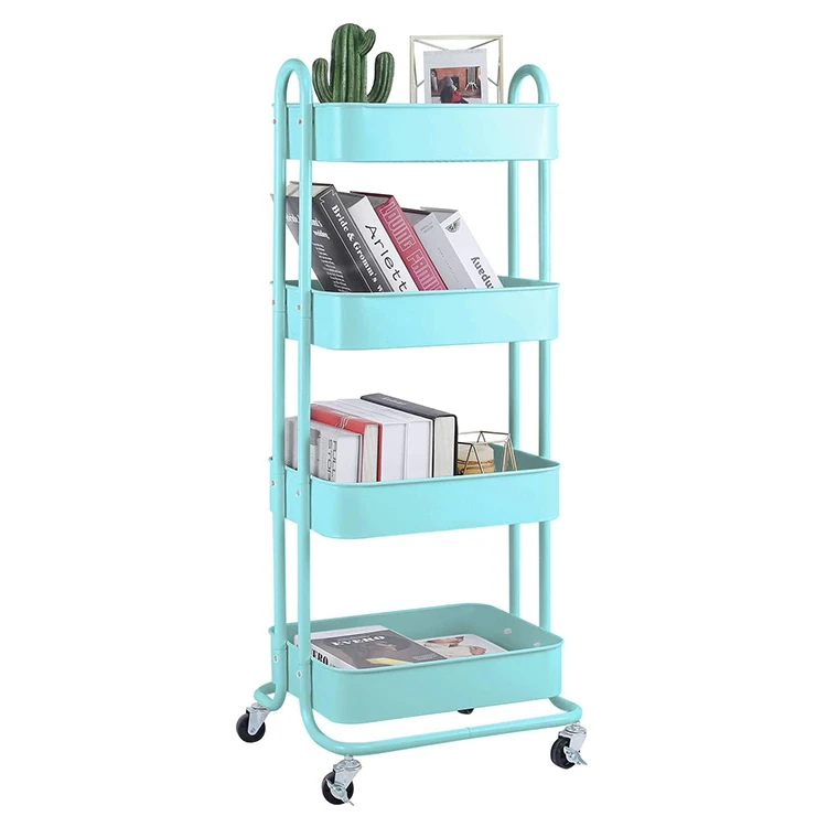 4 Tier Rolling Storage Utility Organization Cart Kitchen Wheeled Storage Trolley