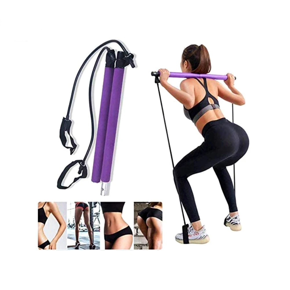 Best Price Pilates Fitness Bar High Quality Pull Up Exercise Resistance Bands With Bar