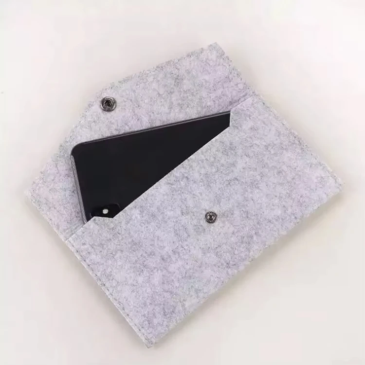 Wholesale Custom Logo Portable Handheld Felt Button Pouches Wallet Coin Change Purse Bag Felt Cell Phone Bag and Card Holder