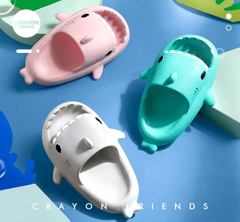Cartoon EVA 3D Shark Children Summer Swimming Pool Sandals  Baby Non-Slip Soft Sole Beach Slippers