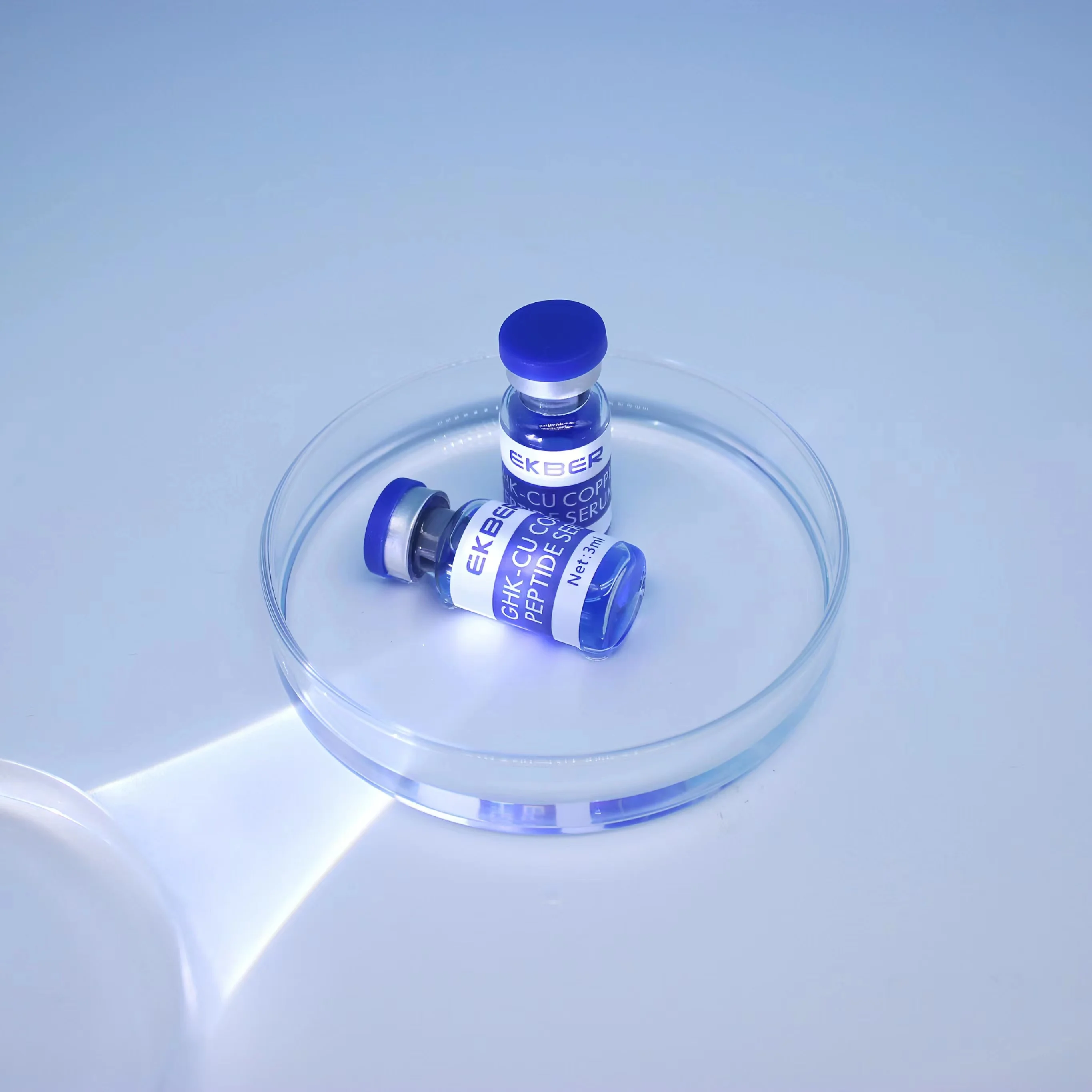 Customized Logo Whitening Firming Brightening Hydrating Antioxidant Wrinkles Removal Elastic Blue Copper Peptides Serum