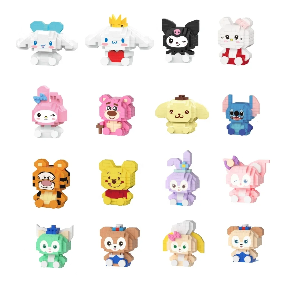 Factory wholesale High Quality Cartoon Particle Building Blocks Kids Toys Cute Diy Plastic Building Blocks Table Decor Toys