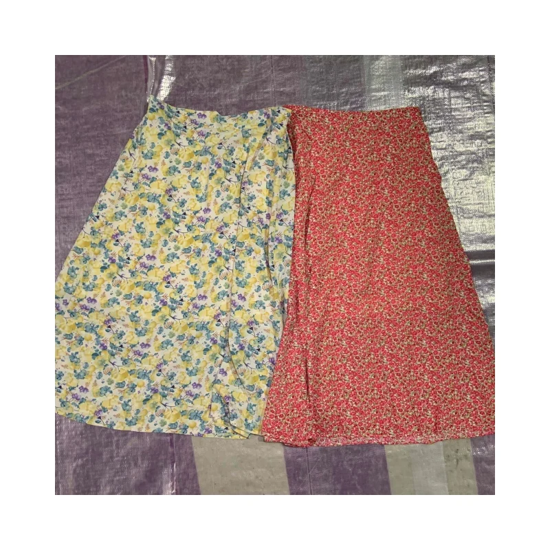 Wholesale factory used hot sale comfortable long summer  A-Link high waist silk skirt casual clothing for lady