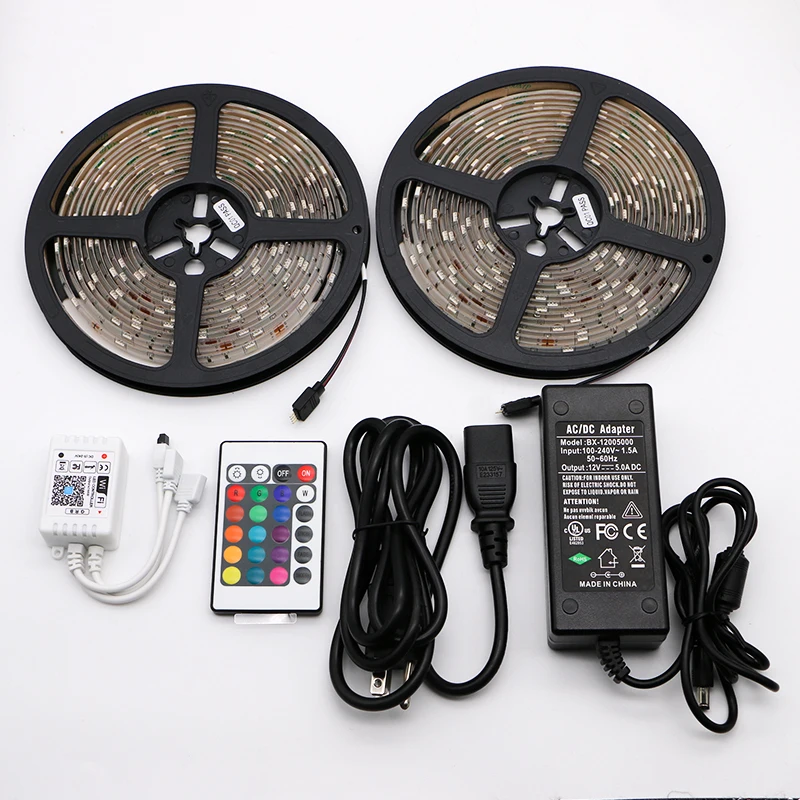 10 м Водонепроницаемая SMD 5050 DC12V 60 светодиодов/м Гибкая Смарт-музыка wifi Пульт дистанционного управления RGB Светодиодная гибкая лента комплект