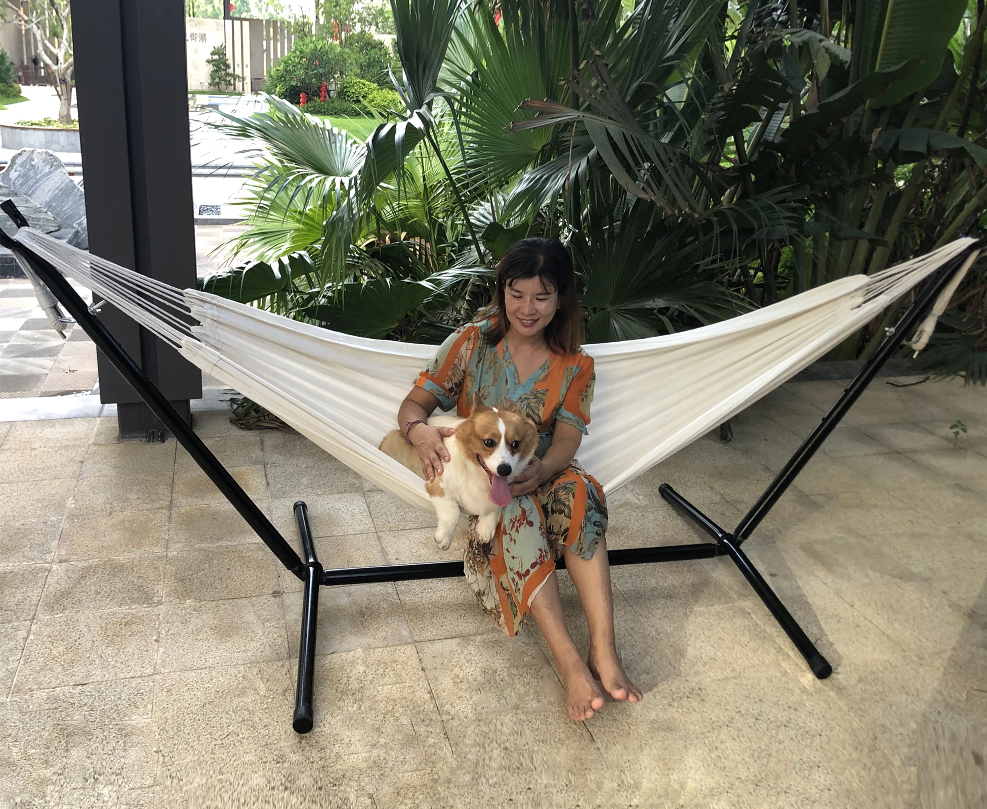  Dropshipping Portable Outdoor Garden Patio Camping Hammock Swing with Space-Saving Steel