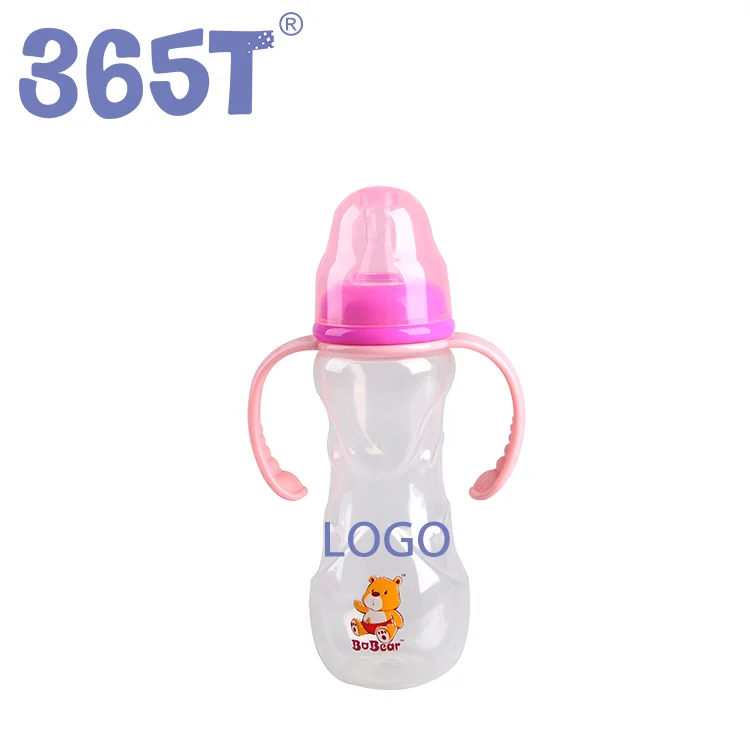 365T OEM ODM Pink Girl 240ml 8oz PP Cute Shaped Baby Feeding Bottle with Handle