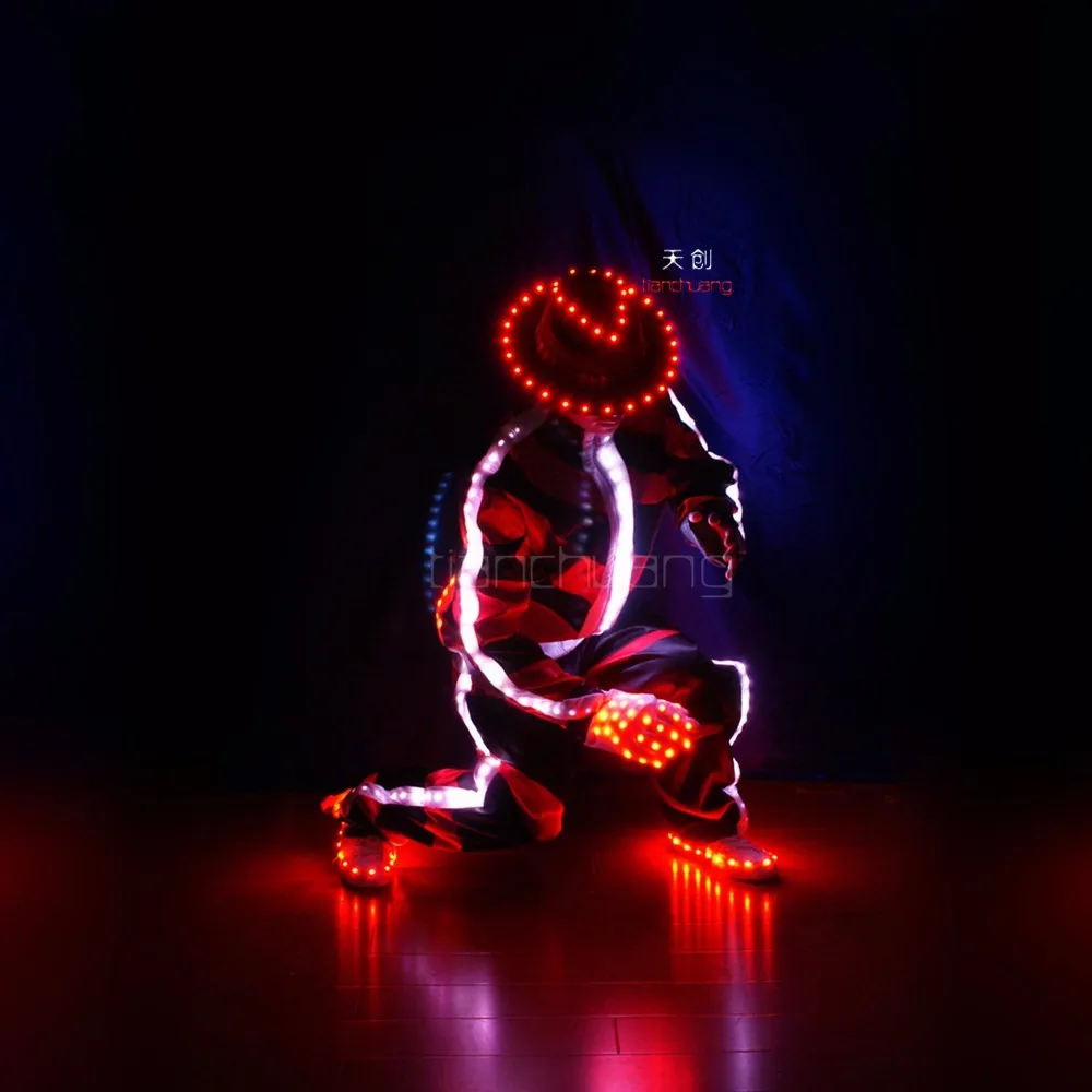 
Programmable radiant LED Michael Jackson Dance costume with hat, gloves and shoes,mobile power supply for costumes 