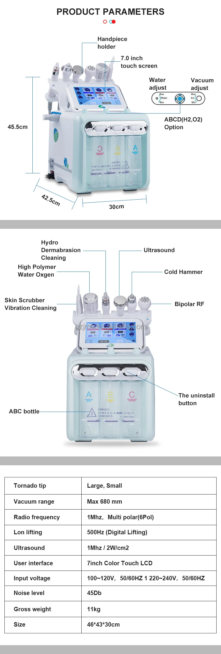 New Technology Powerful Vacuum 7 in 1aqua Facial Machine