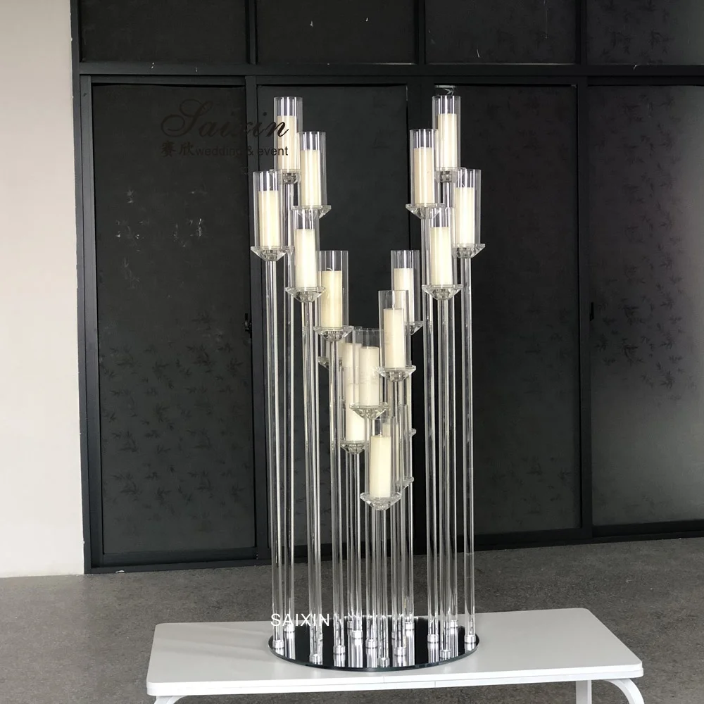 ZT- 388 Stunning 18 arms wedding crystal candle holder for table centerpiece supplies