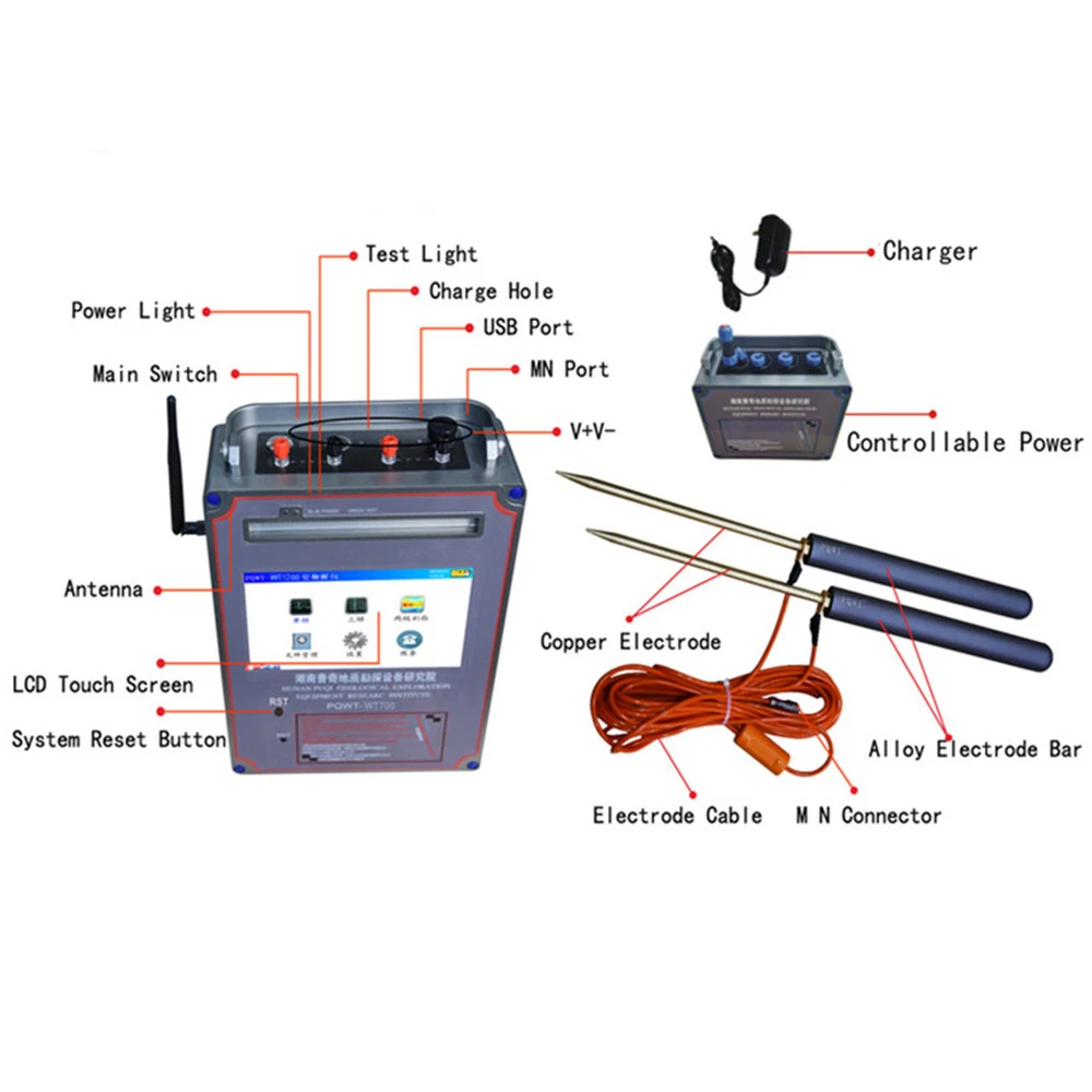 PQWT-TC1200 Fresh Result Long Range Water Detection Deep Underground Water Detector 1000 Meters