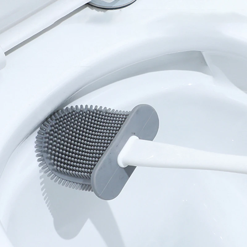 No Slip Wall Toilet brush with Eco-friendly Soft Silicone Flex Cleaning System TPR Handle Toilet Brush