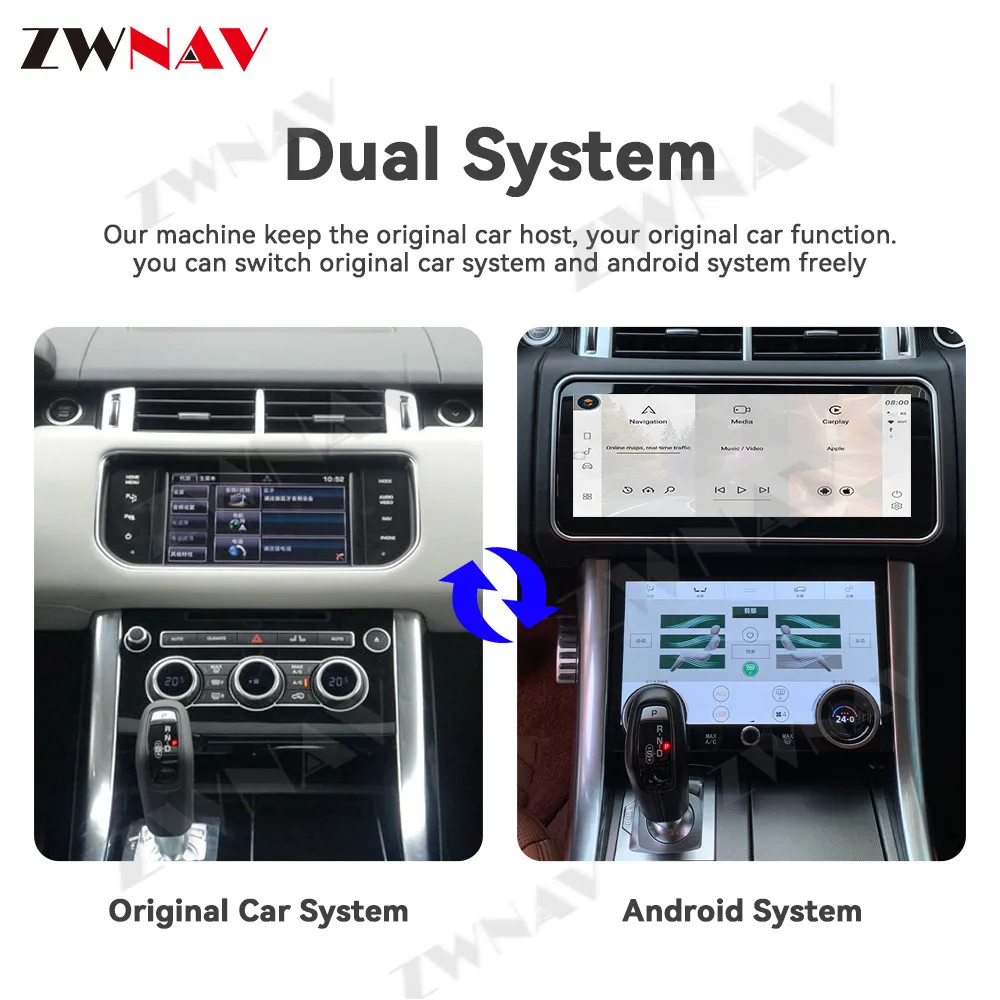 ZWNAV GPS Navigation Stereo DSP Carplay Vertical Screen For Range Rover Sport Android L494 Carplay 2013-2017 Android Car Radio
