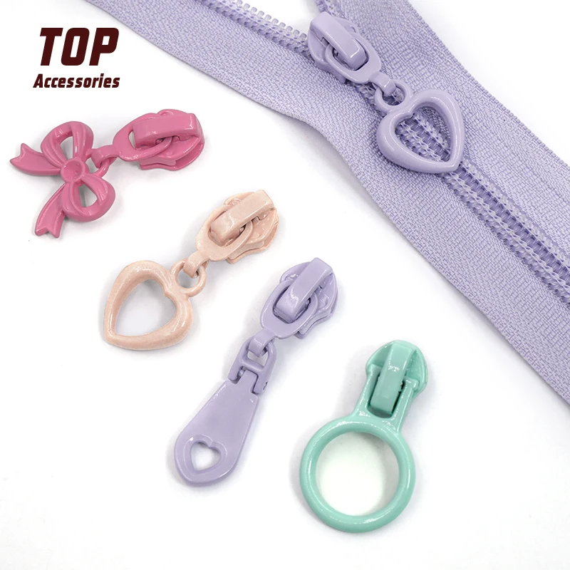 No. 5 Nylon Color Cute Bow Love Pull Head Bag Clothing Accessories Zipper Head