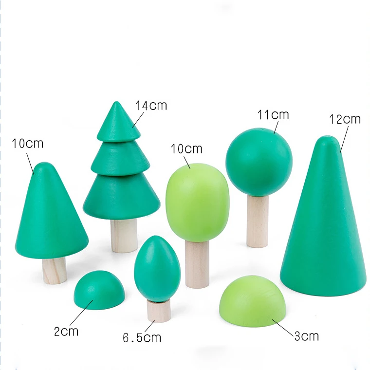 
nordic small forest trees educational wooden block toys for kids  (62570760496)