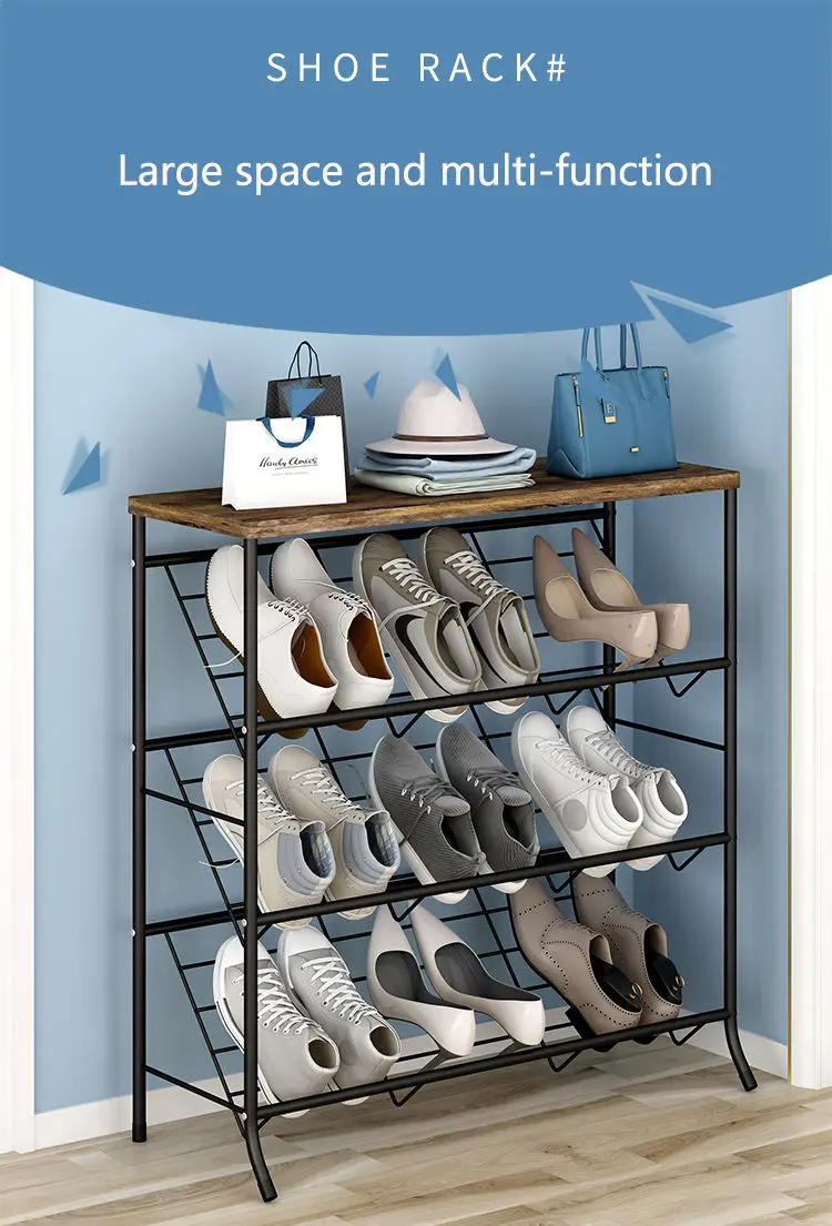 Scarpiera Large Capacity 3-Layer Metal shoe Rack Outdoor Black Shoe Storage Organization Rack Shoe Display Stand For Living Room