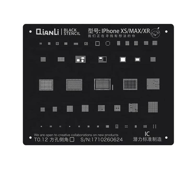 QianLi Tool Plus Original 2D black square hole stencil for iPhone BGA reballing